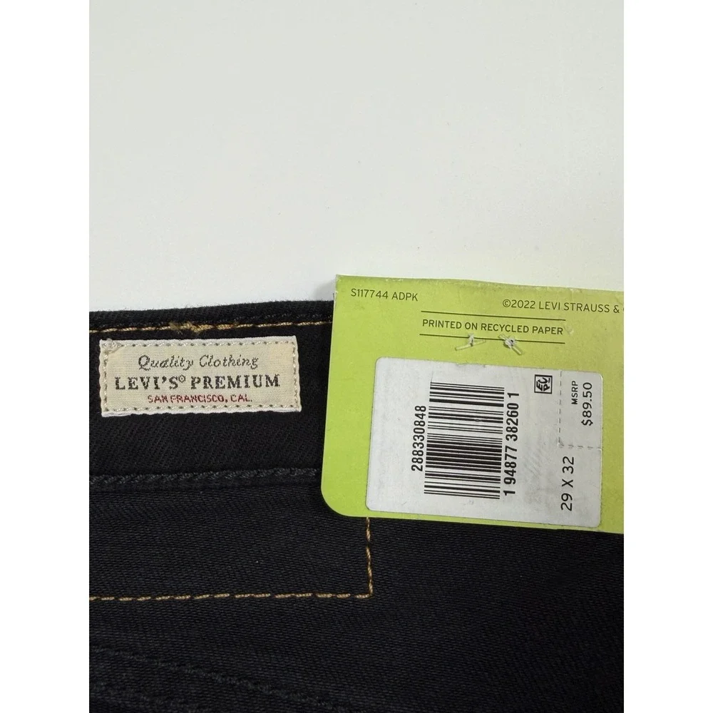 Levi's Lot 512 Slim Taper Black Mens 29x32 Big E Premium Denim Jeans